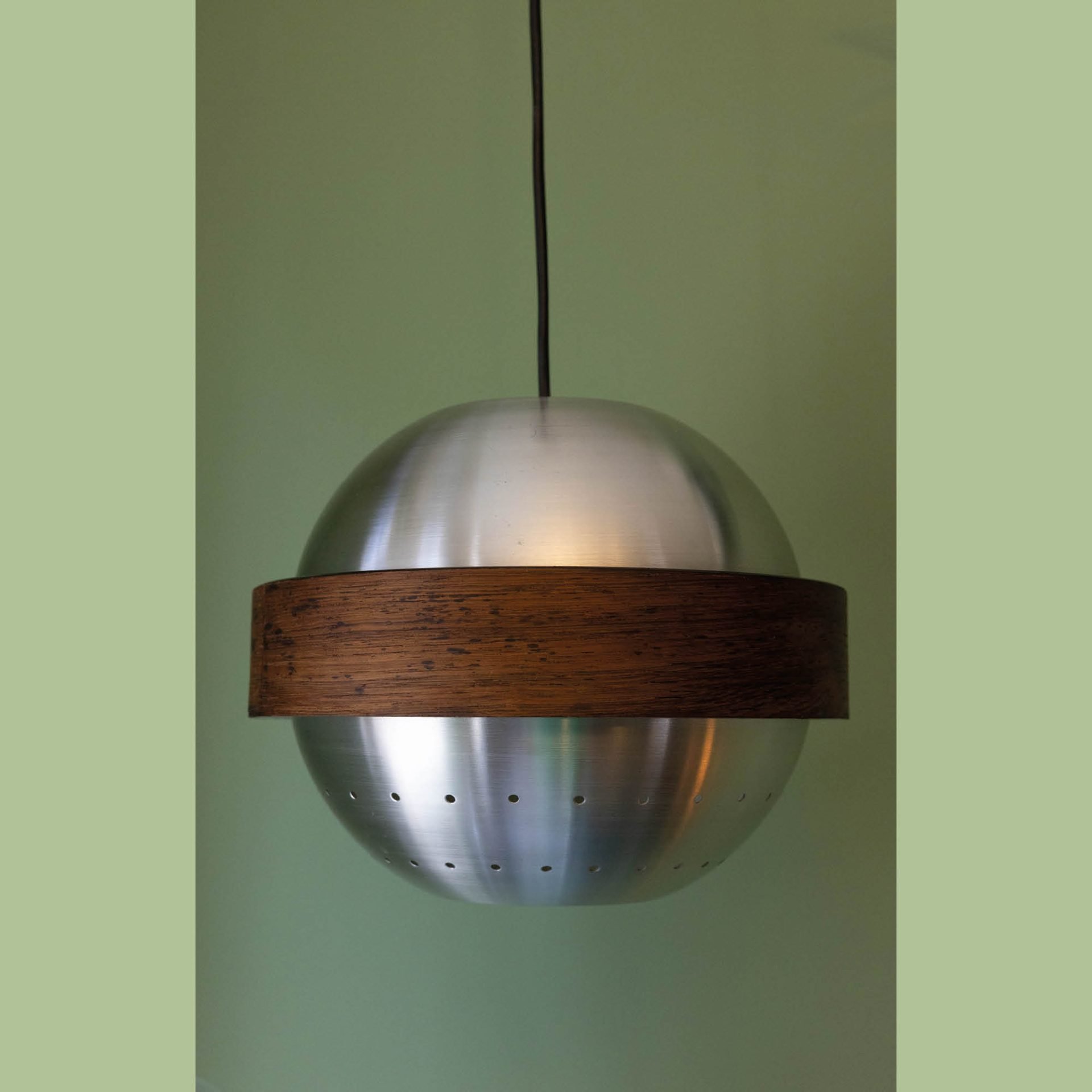 Vintage Space-Age Hanglamp met Houten Ring