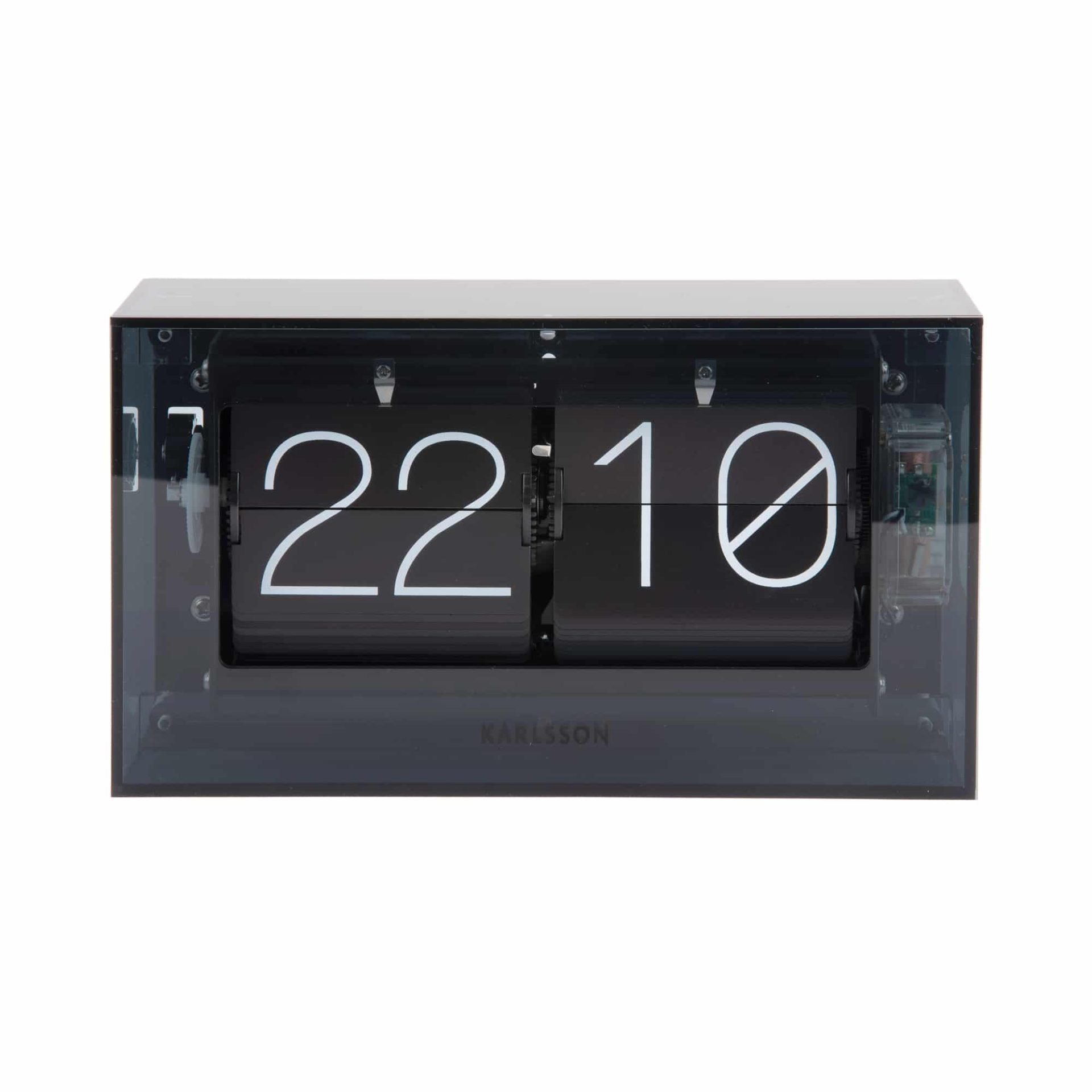 Karlsson table clock Boxed flip Zwart