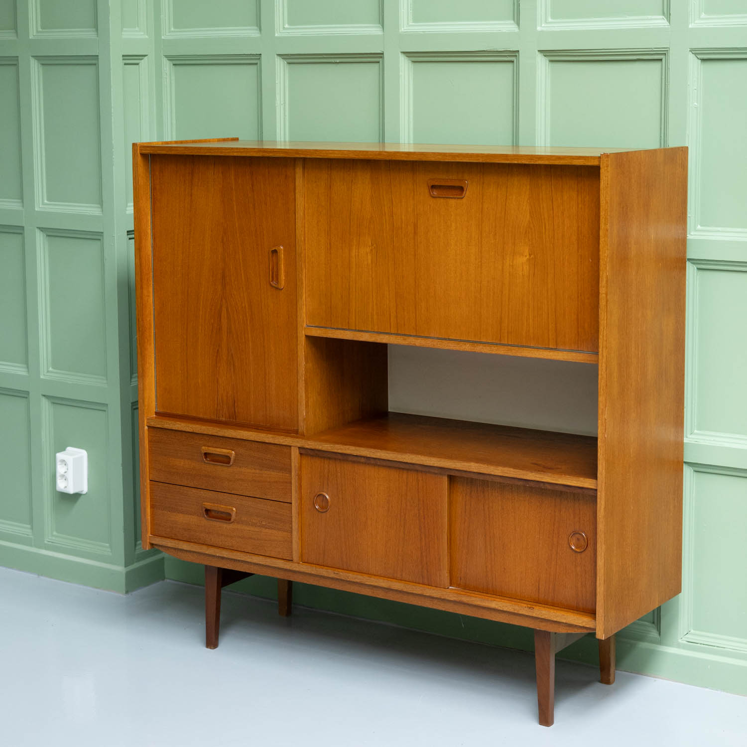 Vintage highboard jaren ’60 teak - Afbeelding 12