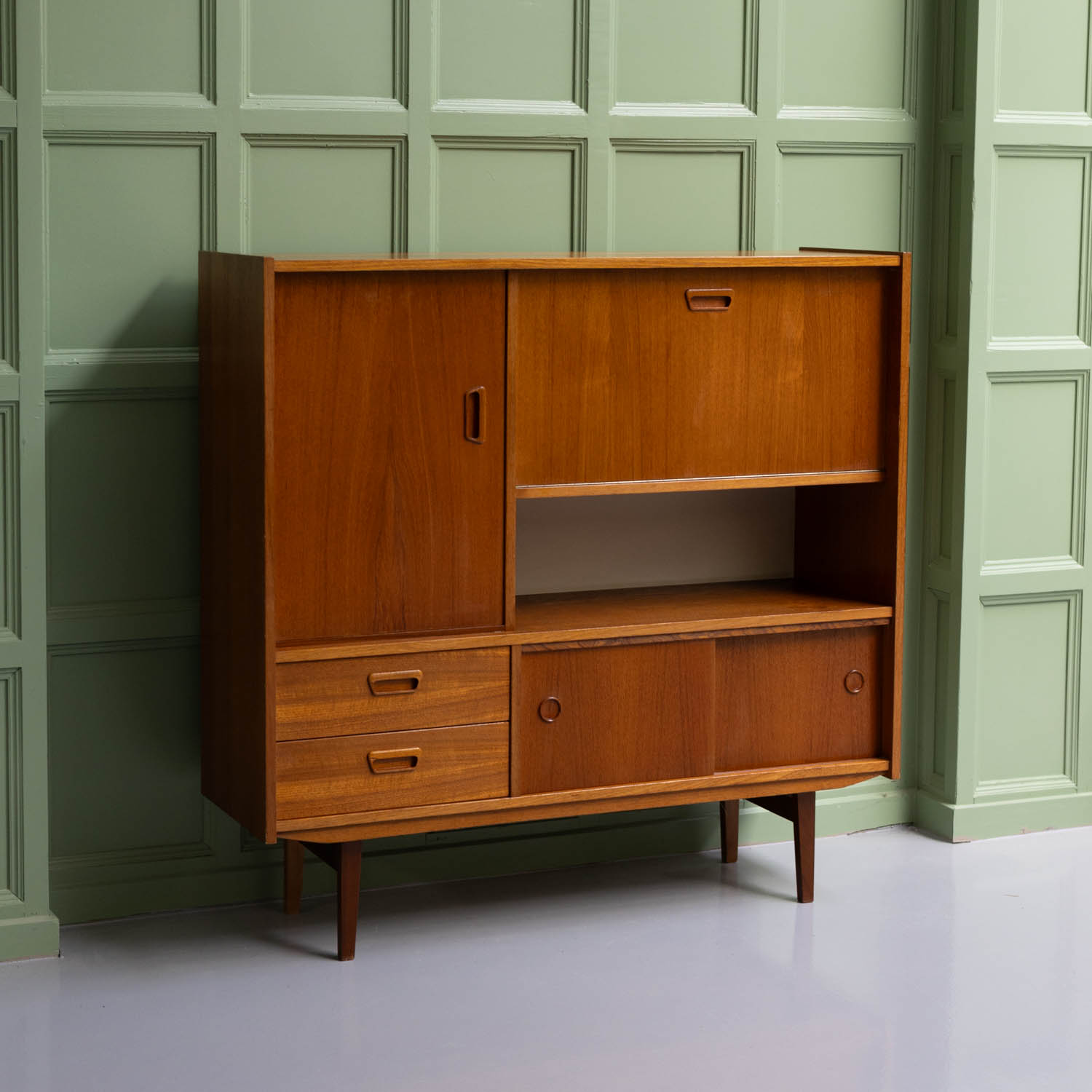 Vintage highboard jaren ’60 teak - Afbeelding 9