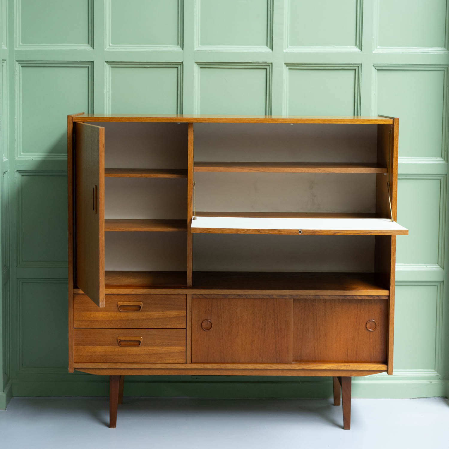Vintage highboard jaren ’60 teak - Afbeelding 3