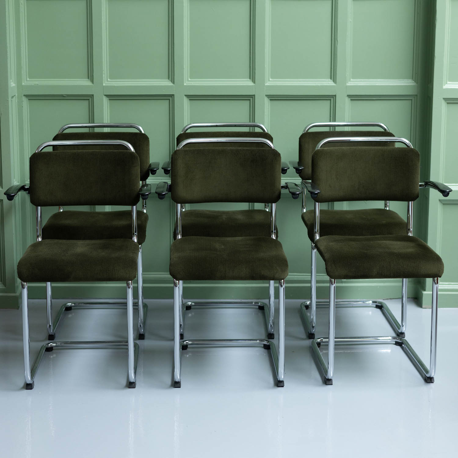 6x Vintage 201 Gispen eetkamerstoelen