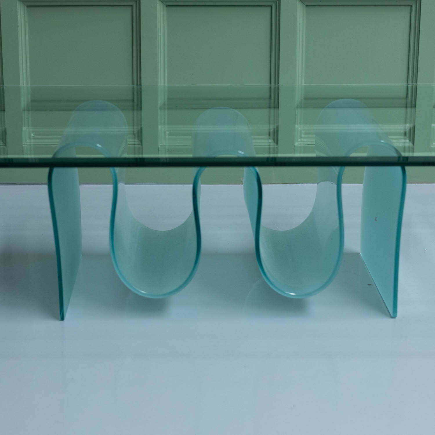 Vintage glazen salontafel WAVE - Afbeelding 3