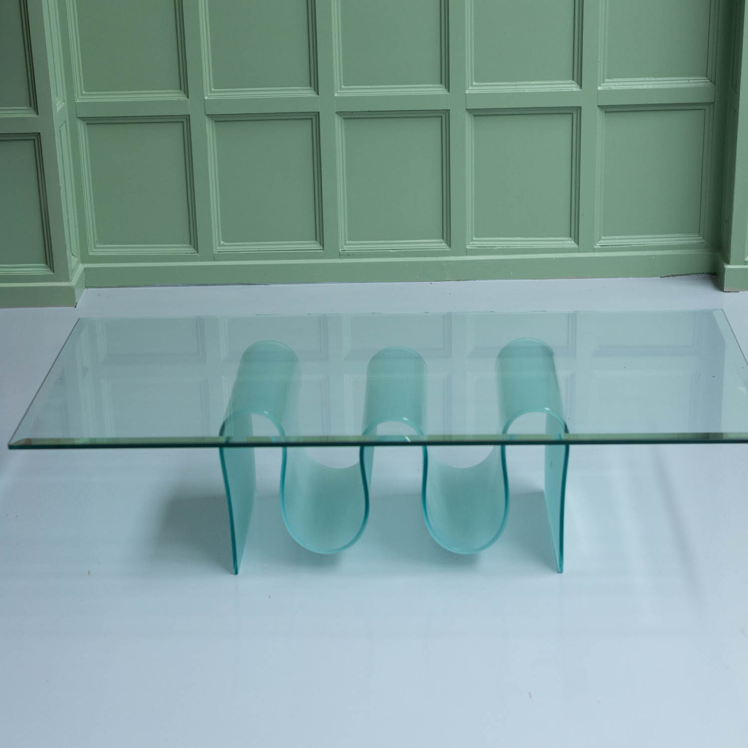 Vintage glazen salontafel WAVE - Afbeelding 6