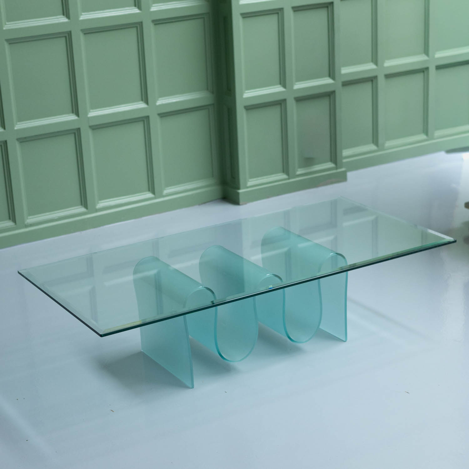 Vintage glazen salontafel WAVE