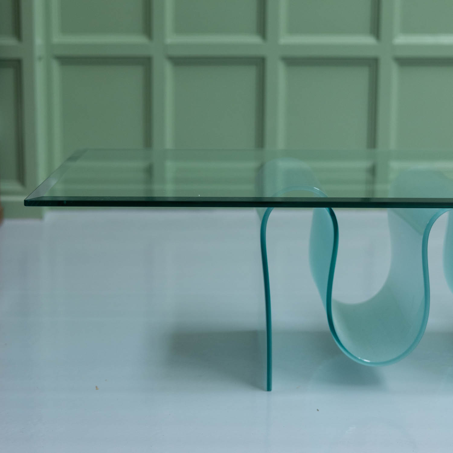 Vintage glazen salontafel WAVE - Afbeelding 2