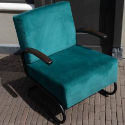De Inrichterij buisframe fauteuil petrol met zwart frame